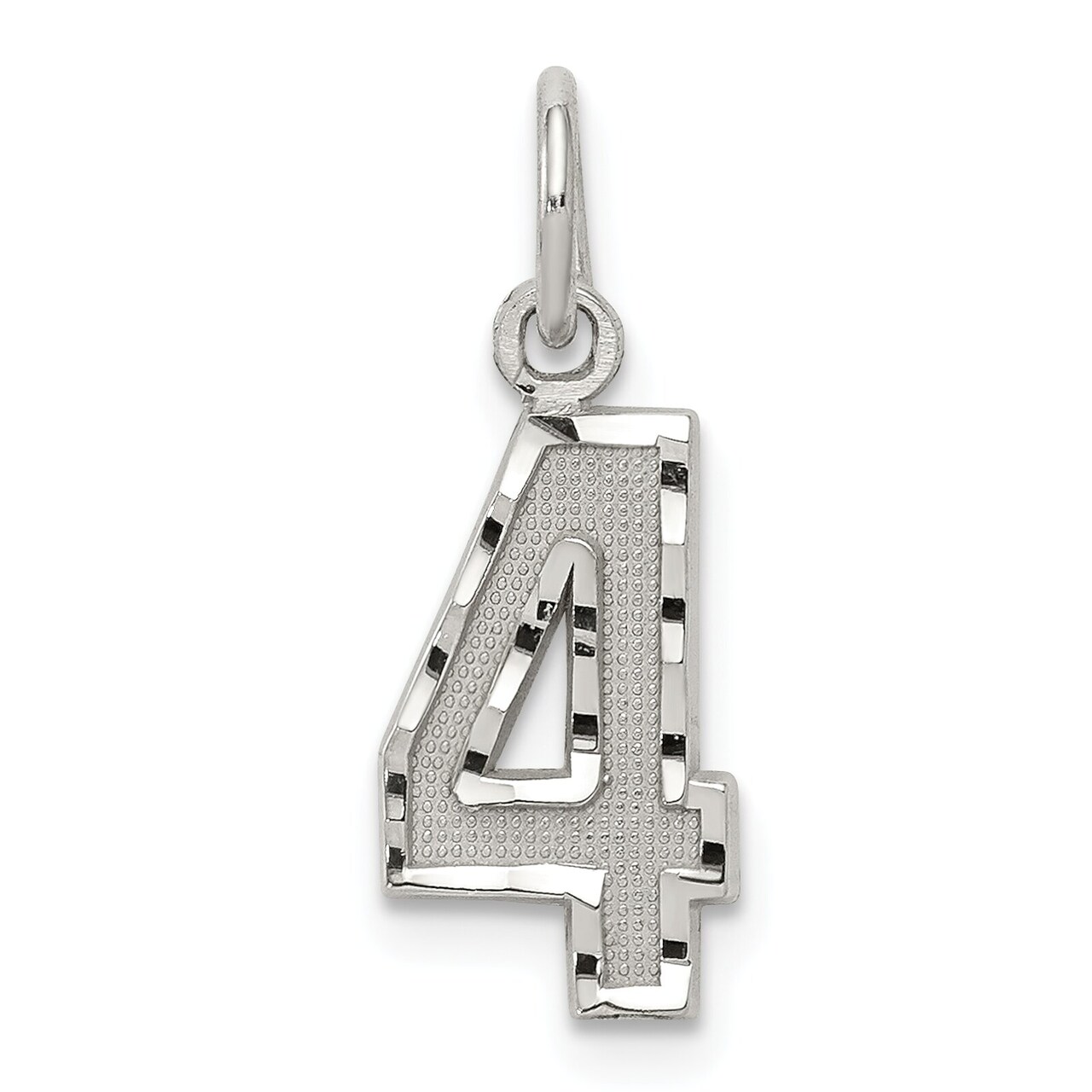 Sterling Silver Small #4 Charm Number Pendant Jewelry 20mm x 7mm